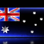 Looping neon glow effect icons, national flag of Australia, black background