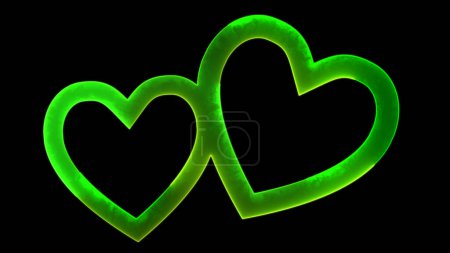 Glowing looping heart shape neon effect, black background