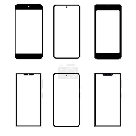 Photo for Model smartphone.Set Mobile phones with shadow on transparent background.Vector. Transparent screen isolated - Royalty Free Image