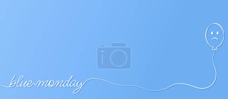 Illustration for Blue monday. Blue background. Simple sad balloon. - Royalty Free Image