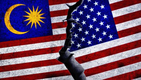 Téléchargez les photos : États-Unis d'Amérique et la Malaisie drapeaux ensemble. Relations USA-Malaisie. - en image libre de droit