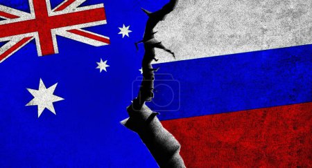 Photo for Australia and Russia flags together. Russia and Australia conflict. Russia vs Australia - Royalty Free Image