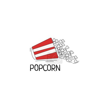 Ilustración de Logotipo de maíz pop derramado esparcido alrededor. - Imagen libre de derechos
