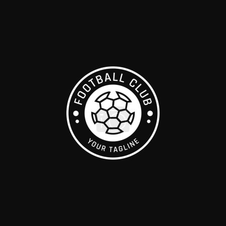 Illustration for Black football emblem logo with a circle filled with balls. - Royalty Free Image