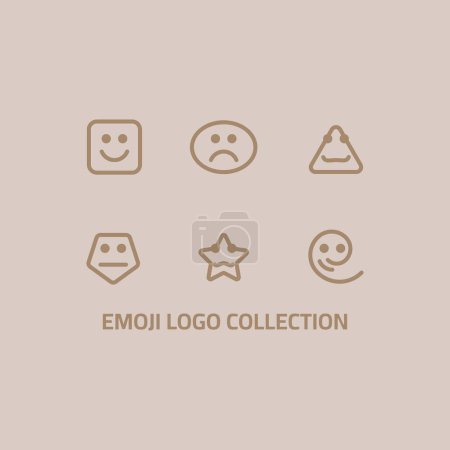 Téléchargez les illustrations : Logo Emoji collection sertie de six formes. - en licence libre de droit