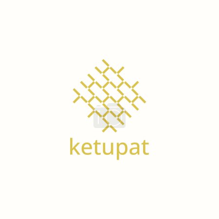 Einzigartiges Ketupat-Logo aus der Linie. Geeignet für Eid al-Fitr, Eid al-Adha, Ramadan, Technologie und andere islamische Veranstaltungen.