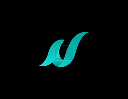 Photo for U initial alphabet letter modern logo vector gradient cyan color editable - Royalty Free Image