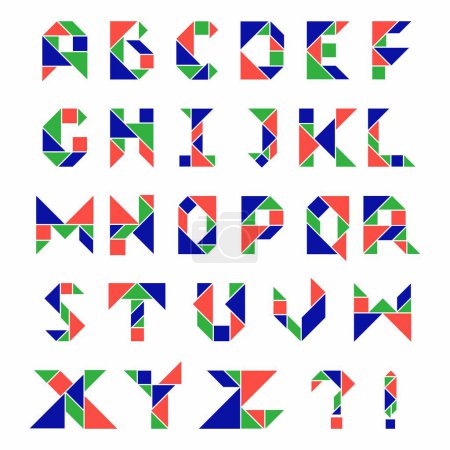 Photo for Alphabet font ABC tangram collection vector element bundle set clip art colorful illustration xyz - Royalty Free Image