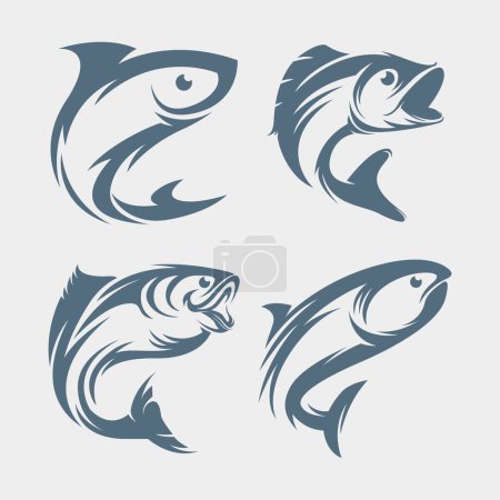 Illustration for Fish illustration vector element template clip art logo, icon, symbol, salmon, tuna, marine lifes, t shirt design editable - Royalty Free Image