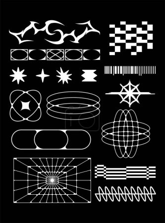 Illustration for Sharp spiky brutalism element asset ornament poster, tattoo, tribal illustration vector creepy icon, symbol sick editable - Royalty Free Image