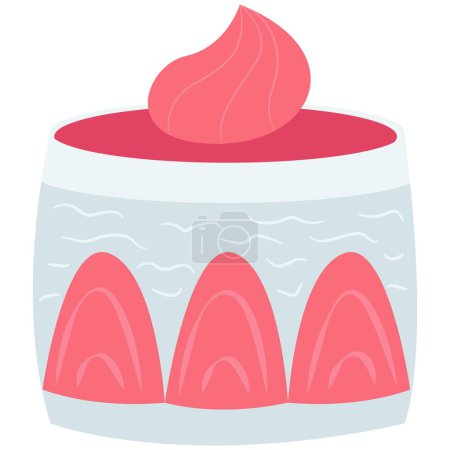 Strawberry shortcake vector illustration. Cute flat vector illustration with dessert theme. Food.