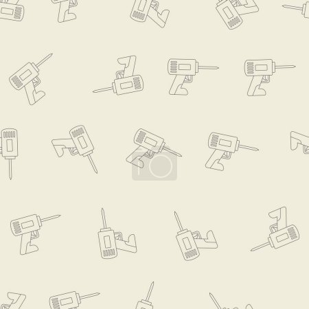 Power drill line art seamless pattern. Suitable for backgrounds, wallpapers, fabrics, textiles, wrapping papers, printed materials, and many more.