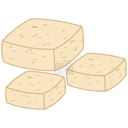 Illustration for Flat line tofu. Vector element with vegetarian theme. Illustration. - Royalty Free Image