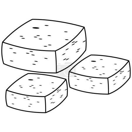 Illustration for Tofu line art. Vector element with vegetarian theme. Illustration. - Royalty Free Image