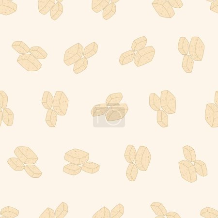 Illustration for Flat line tofu seamless pattern. Suitable for backgrounds, wallpapers, fabrics, textiles, wrapping papers, printed materials, and many more. - Royalty Free Image