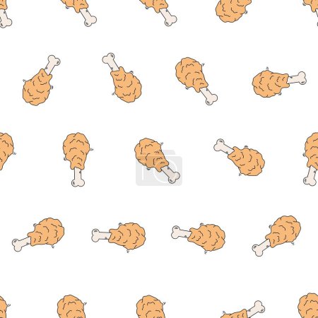 Illustration for Doodle fried chicken seamless pattern. Suitable for backgrounds, wallpapers, fabrics, textiles, wrapping papers, printed materials, and many more. - Royalty Free Image