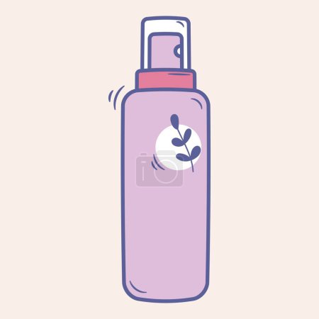 Illustration for Doodle face mist element. Vector element with skincare theme and doodle hand drawn style. Illustration. - Royalty Free Image