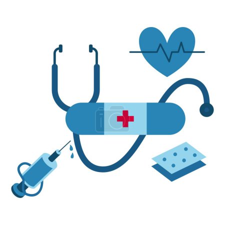 Medical treatment vector illustration. Modern flat vector illustration in solid colors with healthcare theme.