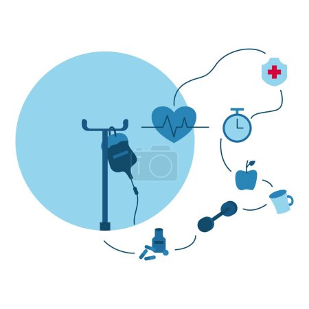 Healthcare delivery vector illustration. Modern flat vector illustration in solid colors with healthcare theme.