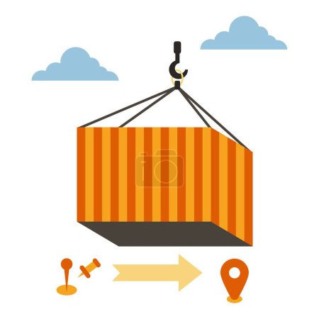 Illustration for Container Unloading vector illustration. Modern flat vector illustration in solid colors with logistic theme. - Royalty Free Image