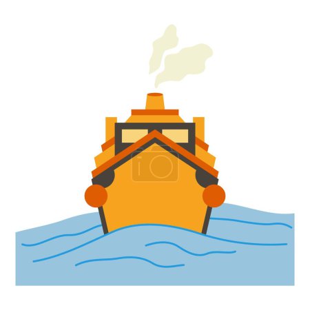 Illustration for Container Ship vector illustration. Modern flat vector illustration in solid colors with logistic theme. - Royalty Free Image