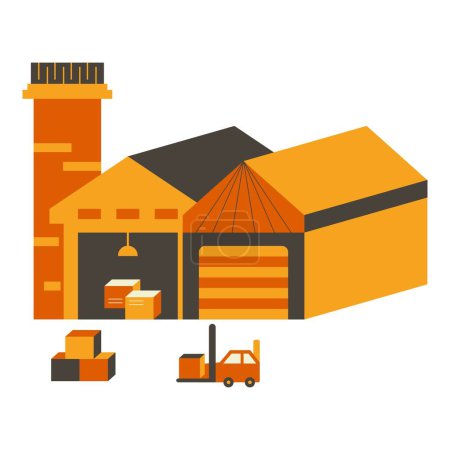 Illustration vectorielle d'entrepôt de livraison. Illustration vectorielle plate moderne en couleurs unies avec thème logistique.