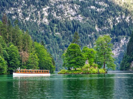Photo for Tour boat in lake Konigssee in Bavaria, Germany. High quality photo - Royalty Free Image