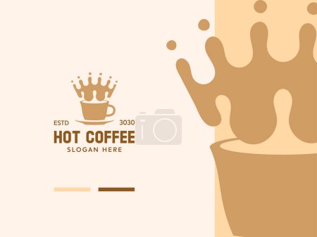 Illustration for Coffee cup logo design template with coffee splash like a crown. coffee or tea king. suitable for cafe - Royalty Free Image
