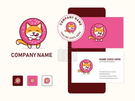 Foto de Premium quality isolated cute donut dog mascot logo design template - Imagen libre de derechos