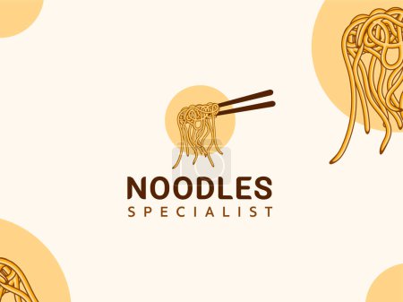 Foto de Fideos Ramen con diseño de logotipo de palillo ilustración para restaurante asiático - Imagen libre de derechos