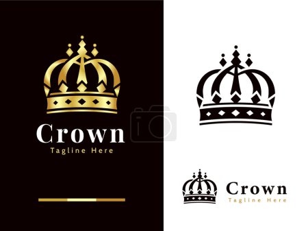 Foto de Logotipo del vector de la corona dorada de lujo y plantilla de ilustración. - Imagen libre de derechos