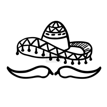 Creative Mexican Sombrero Mustache Pepper Traditional Logo Vector Design