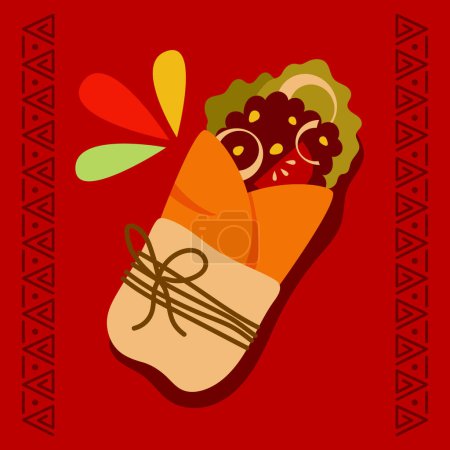 Burrito mexican food on red background. Mexican cuisine