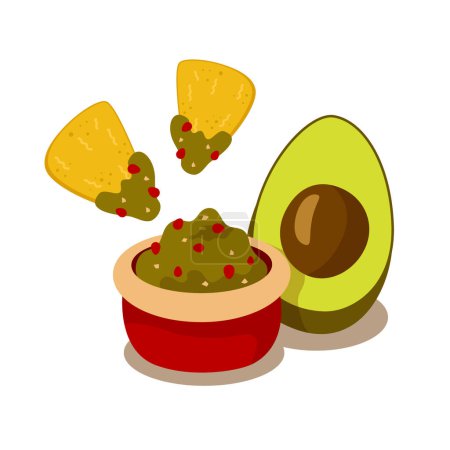 Guacamole with nacho chips. Mexican cuisine. Dishes with avocado