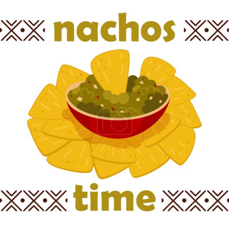 Plate with nachos and avocado sauce. Mexican cuisine, food