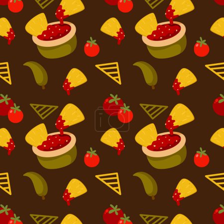 Mexican food seamless pattern vector cartoon 