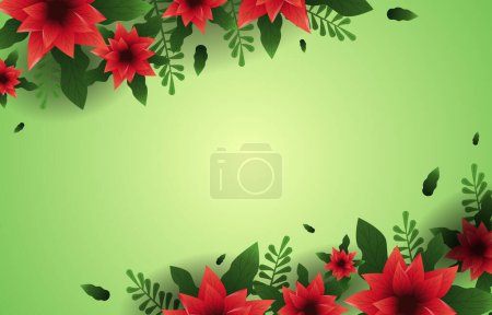 Illustration for Beautiful Green Poinsettias Flower Blank Space Floral Background - Royalty Free Image