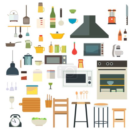 Illustration for Illustration of Kitchen Utensils Elements - Royalty Free Image
