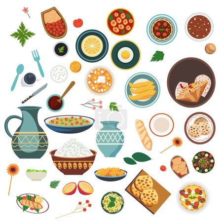 Téléchargez les illustrations : Illustration des éléments alimentaires de Nowruz - en licence libre de droit
