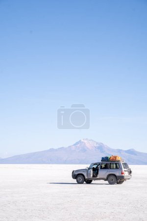 Photo for Photo of Car Bolivia Salar de Uyuni Salt Flats. High quality photo - Royalty Free Image