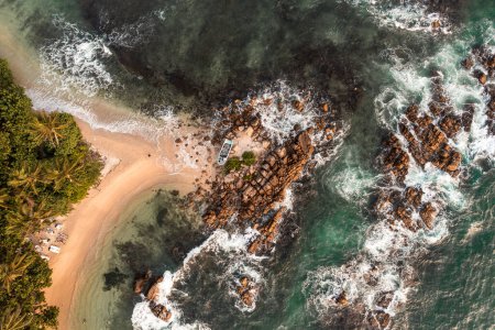 Photo for Aerial Sunset Photo of Secret Beach close to Mirissa in South Sri Lanka. High quality photo - Royalty Free Image