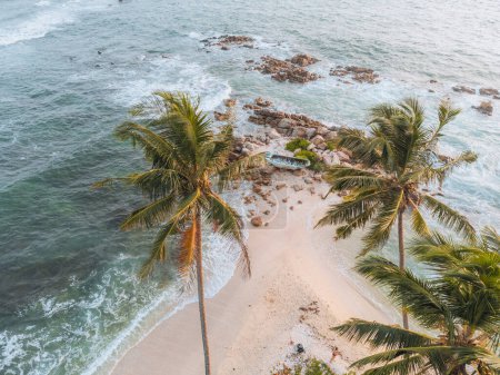 Photo for Aerial Sunset Photo of Secret Beach close to Mirissa in South Sri Lanka. High quality photo - Royalty Free Image