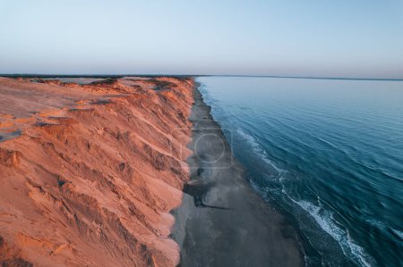 Photo for Aerial Drone Photo of the Danish coastline at North Sea during sunset, Denmark. High quality photo - Royalty Free Image
