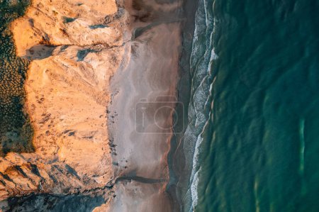 Photo for Topdown background photo of beach, rocks and sea at the Denmark Coastline. High quality photo - Royalty Free Image
