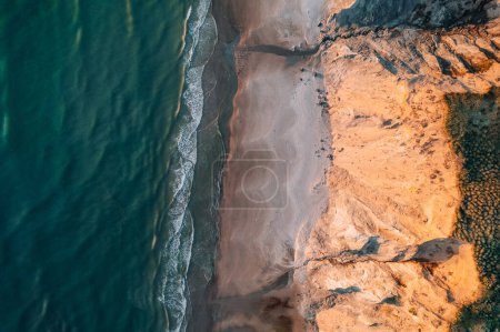 Photo for Topdown background photo of beach, rocks and sea at the Denmark Coastline. High quality photo - Royalty Free Image