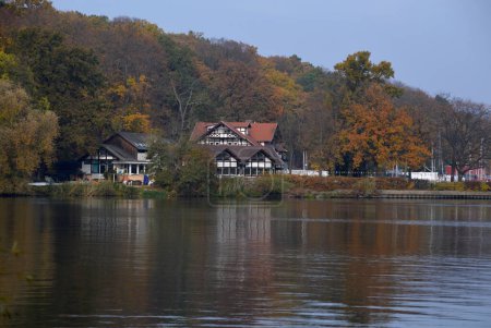 Photo for Landscape in Autumn at the River Havel in Berlin, the Capital City of Germany - Royalty Free Image