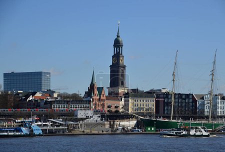 Photo for Panorama at the Landungsbruecken in the Hanse City Hamburg - Royalty Free Image