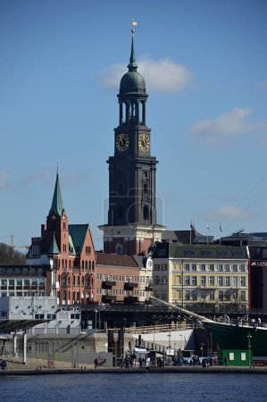 Photo for Panorama at the Landungsbruecken in the Hanse City Hamburg - Royalty Free Image