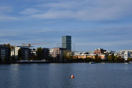 Panorama at the River Spree in Autumn on the Peninsula Stralau in Berlin, the Capital City of germany