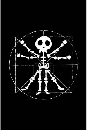 Illustration for Grunge style skull of crossbones. vitruvian skeleton - Royalty Free Image
